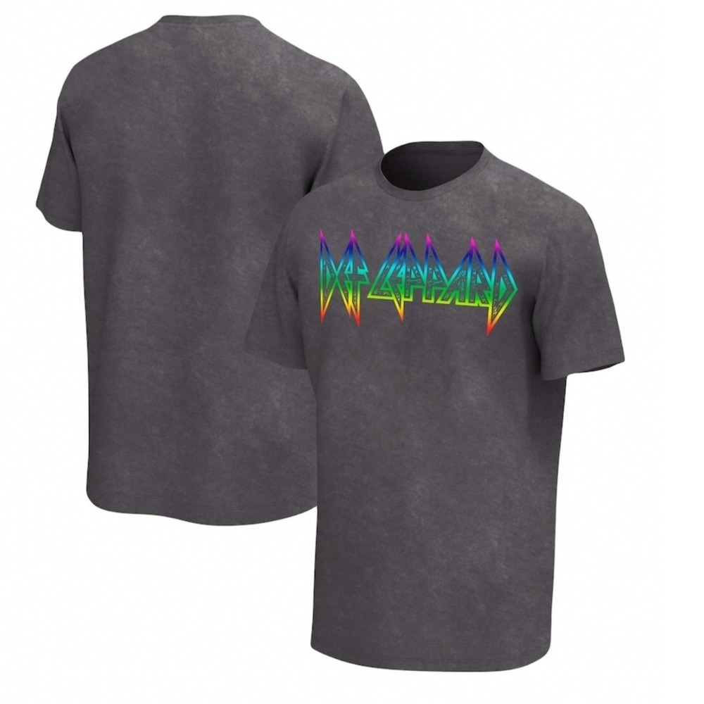 Def Leppard Pride Colors Rainbow Logo Mineral Wash Grey T-Shirt‎ XL DEF3780XX